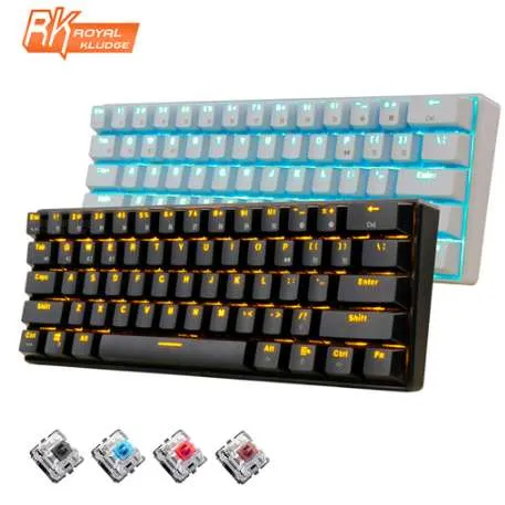 Nouveau 61 touches RK61 Bluetooth sans fil blanc LED rétro-éclairé ergonomique clavier de jeu mécanique Gamer éclairé pour ordinateur portable