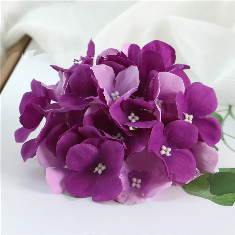 Artificial Flowers Christmas party Fashion Wedding Silk Artificial Hydrangea Flowers HEAD White Diameter 15cm Home Ornament Decoration