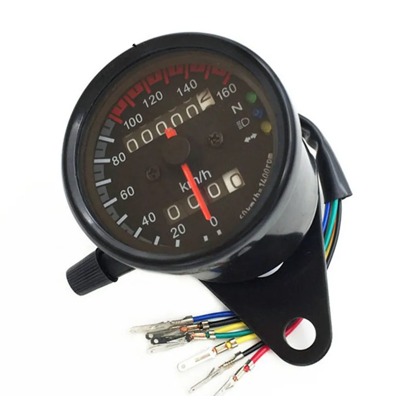 TKOSM Motorcycle Speedometer Odometer Gauge ATV Bike Scooter Backlit Dual Speed Meter with LED Indicator DC 12V 0160kmh8975062