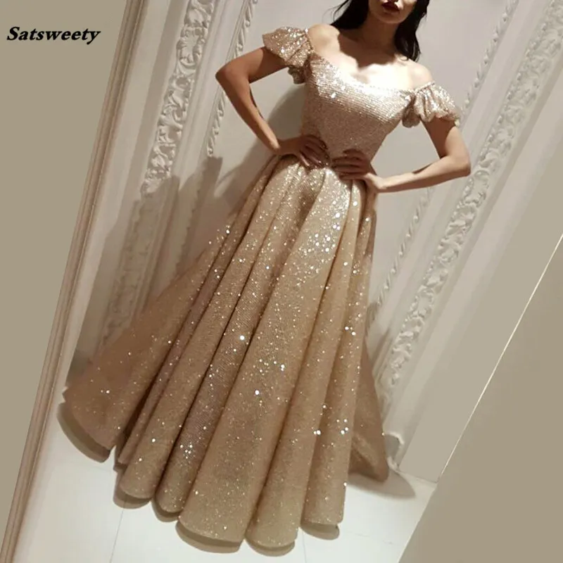 Afrikansk off axelkvällsklänning turkisk arabisk i Dubai formella promklänningar klänning för bröllop kaftan vestidos glitter 2023