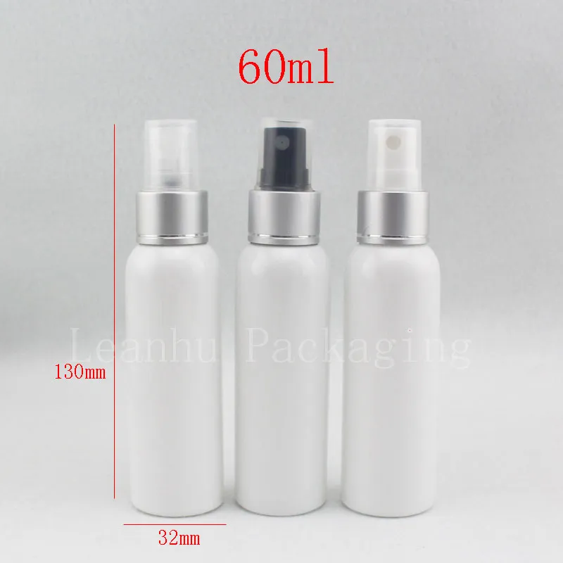 bottiglie di profumo dello spruzzo anodizzato bianco all'ingrosso 60ml, bottiglia dello spruzzo della regolazione di trucco, ugello anodizzato per il contenitore vuoto del profumo