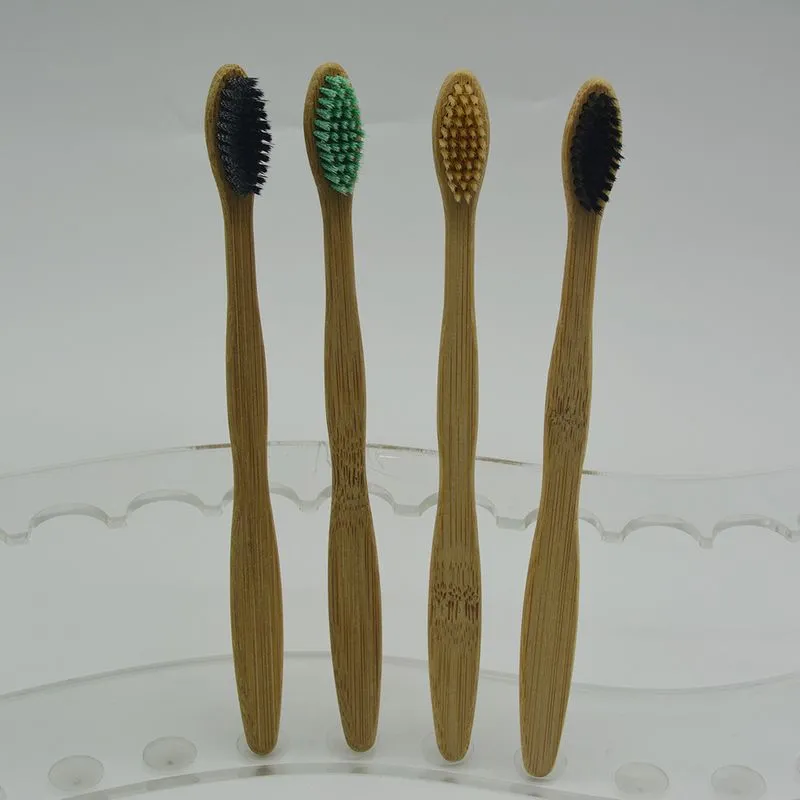 Brosse à dents jetable oem logo personnalisé bambou 5 en 1, nettoyeur de langue, prothèse dentaire, kit de voyage doux et gratuit