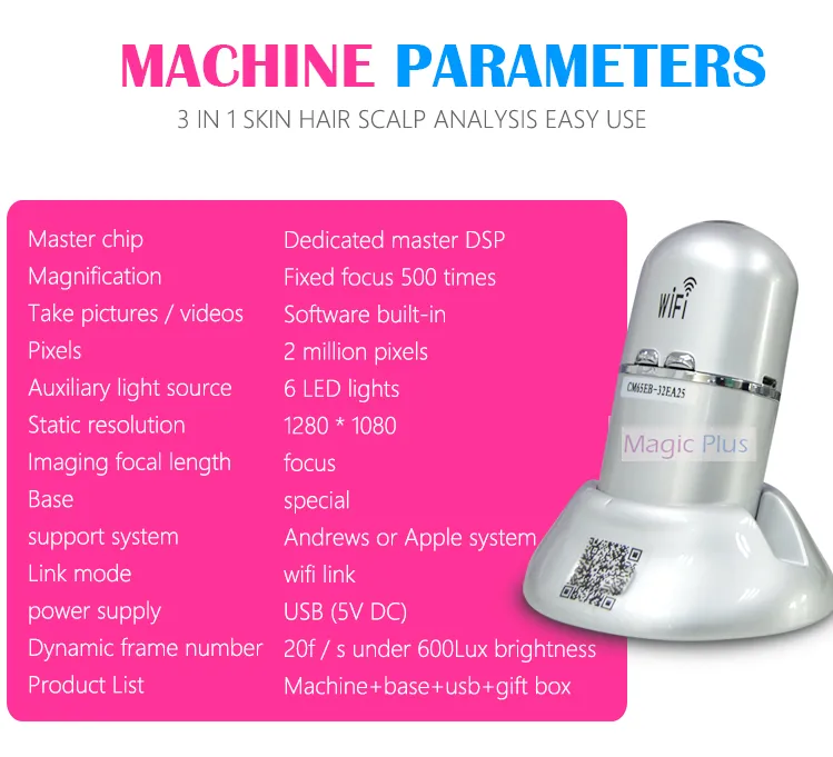 Mini USB Facial Skin Hair Analyzer Diagnose Scanner Vergrootglas X200 Vergroting Vochtanalyse Machine7708523