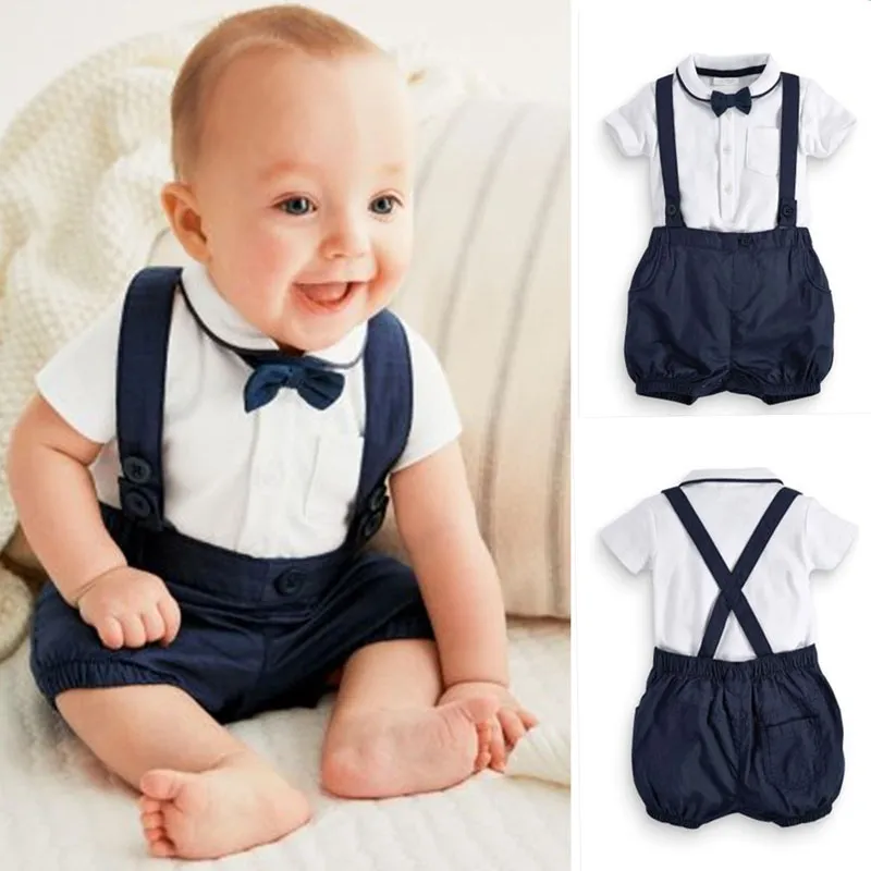 Newborn Baby Boy Outfits Cute Cotton T Shirt And Overalls Set For 0 24M ...