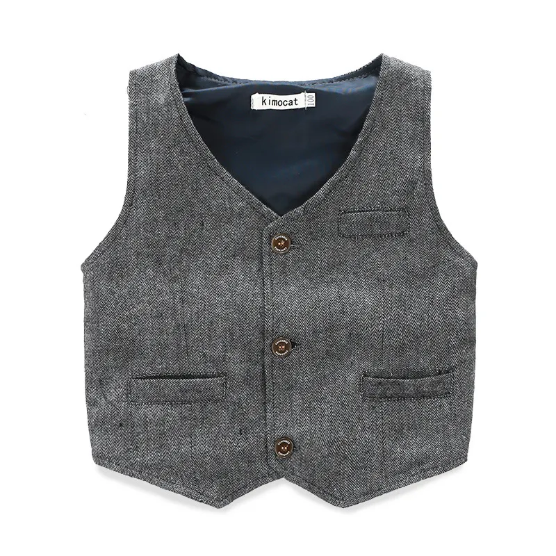 Détail Garçons Vêtements Printemps Automne Toddler Garçons Tenues Bébé Garçon Vêtements Formelle Gentleman Costume Chemise À Carreaux Gilet Cravate Pantalon Enfants Vêtements