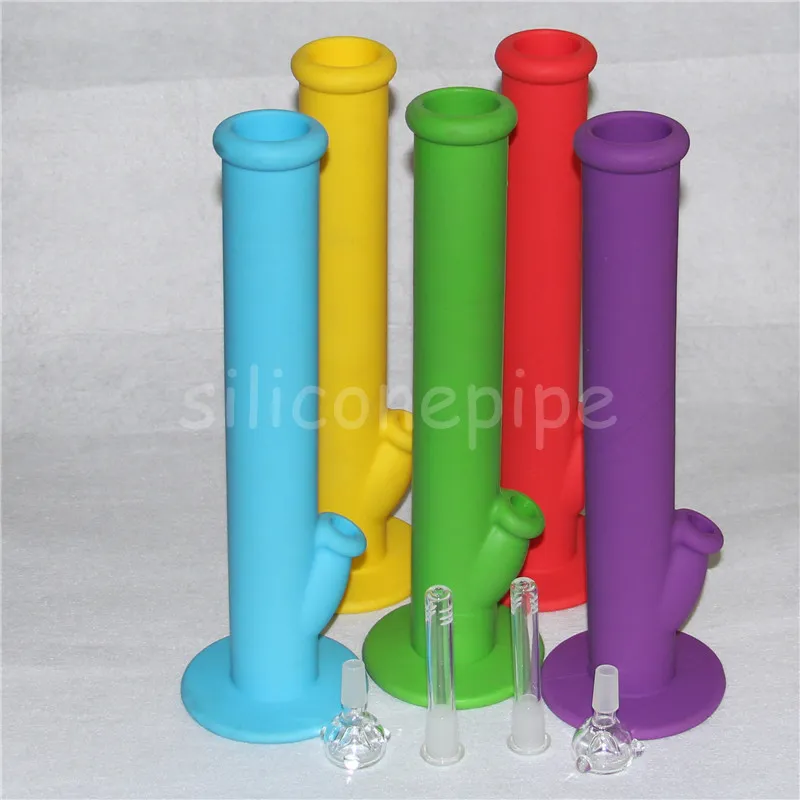 Silicone Dab Rig Water Bong Pipe Portable Silicone Smoking Pipe Unbreakabale Bubbler Bong with Glass Diffuse Down stem mini bong DHL