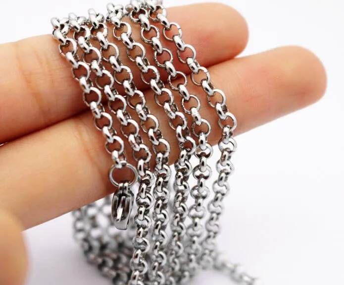 Handmade Stainless Steel Round Rolo Chain 5m Width With For Jewelry ...