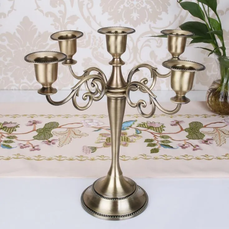 Metalowa świeca Posiadacze Ślubne 5-Arms / 3-Arms Stand Decoration Candelabra Centerpiece Candlestick Decor Crafts Srebrny / Złoto