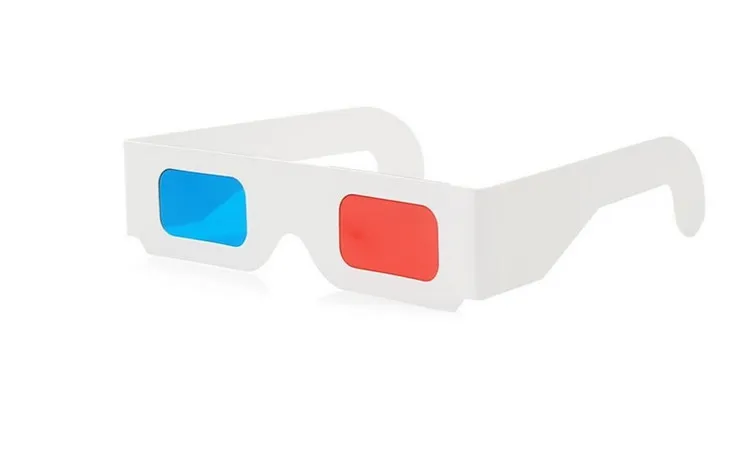 레드 시안 색 파란색 종이 카드 Anaglyph 3D 안경 흰색 무료