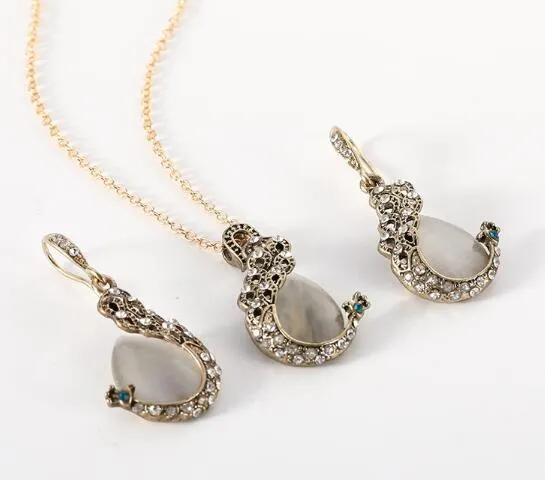 Горячий стиль европейский стиль павлина ожерелье набор Опал свитер ожерелье серьги серьги ювелирные изделия мода классический элегантный
