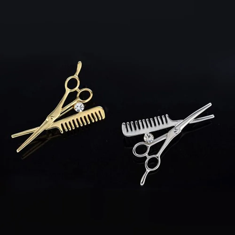 Trendmodetillbehörskam Cam SCISSORS CORSAGE BROOCH PIN Högkvalitativ simulerad Rhinestone Decoration Accessory7299397