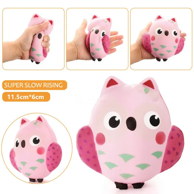 Hot Sale Jumbo Cute Squishy Kawaii Owl PU Soft Slow Rising Phone Strap Squeeze Break Kids Toy Relieve Anxiety Fun Gifts