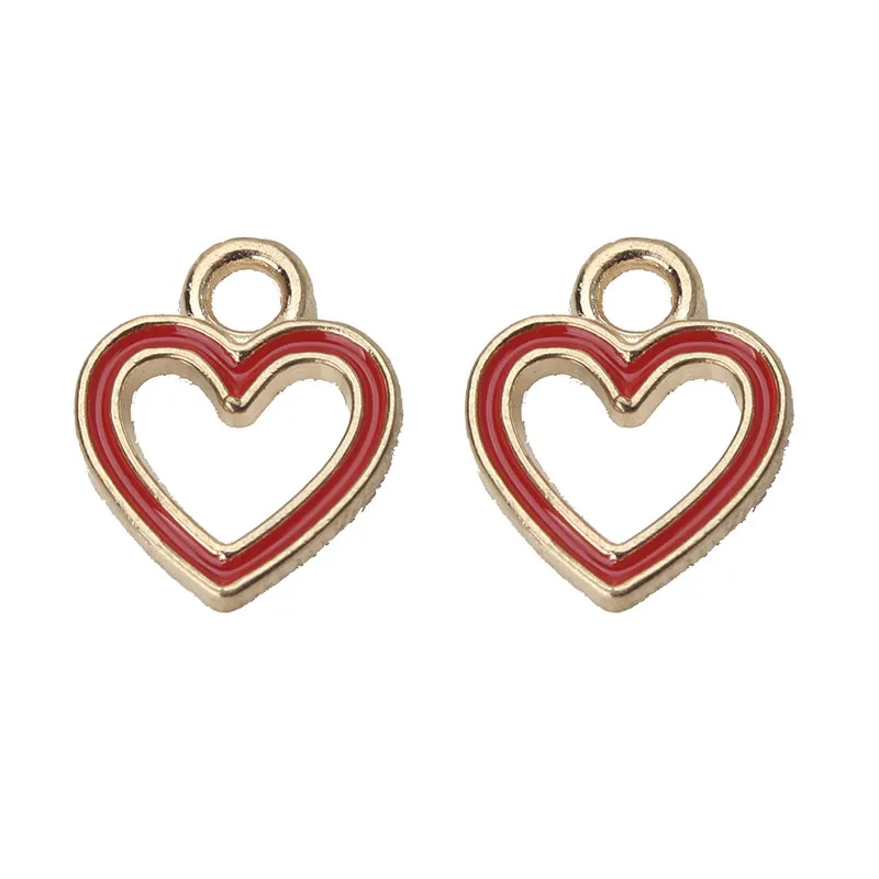 whole Red Black White Heart Charms Alloy Hollow Pendant Earring Jewelry Accessories Diy Bracelet Making Finding