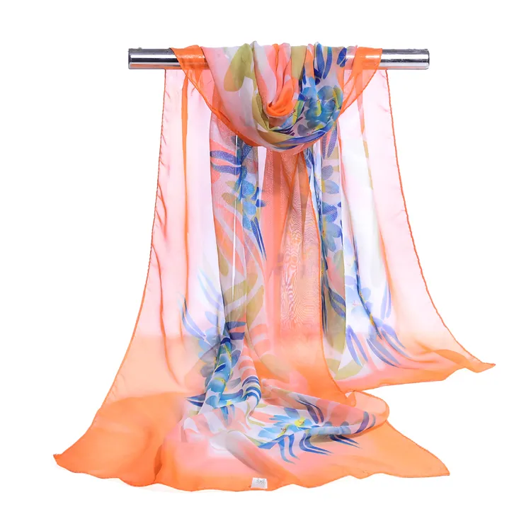 2018 Nuova sciarpa da donna in chiffon con stampa floreale scialle protezione solare sciarpa hijab sciarpa stampa 50 * 160 cm bandane 7 colori