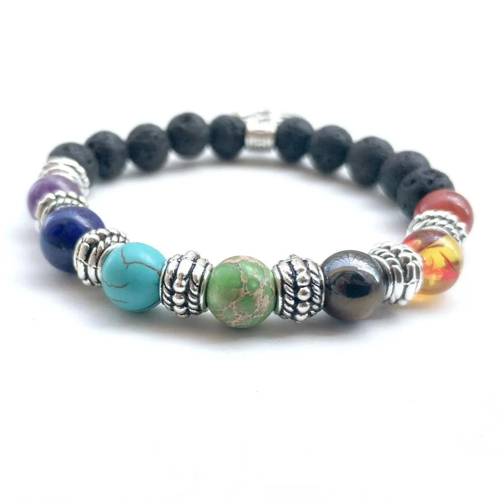 Tree Of Life OM Pendant Bracelet With Natural Black Agate Stone Charm ...