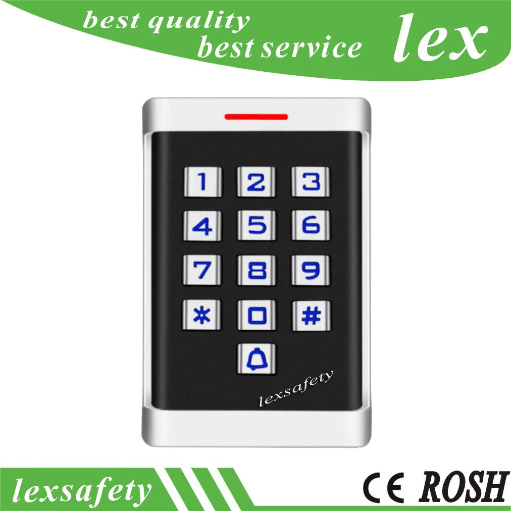 125khz Touch Access Control System Metal Keyboard ID-kortläsare Access Controller Cipher Machine Hemskyddssystem + 2 Key Fobs