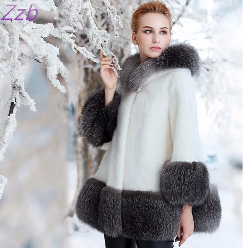 Nieuwe mode speciale aanbieding import Europese mode winter vrouwen faux mink bont luxe hoge kwaliteit kunstmatige vos bontjas