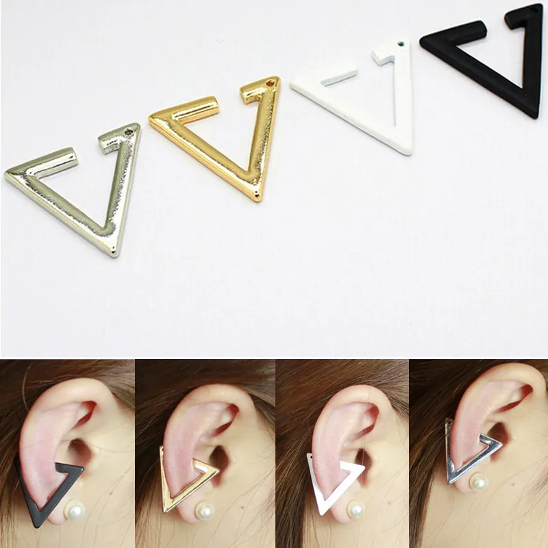 Ny Punk Metal Croplage Ear Clip Cuff Wrap Earring Ingen Piercing-Clip Hollow Triangle Women Men Party Smycken Billiga Partihandel