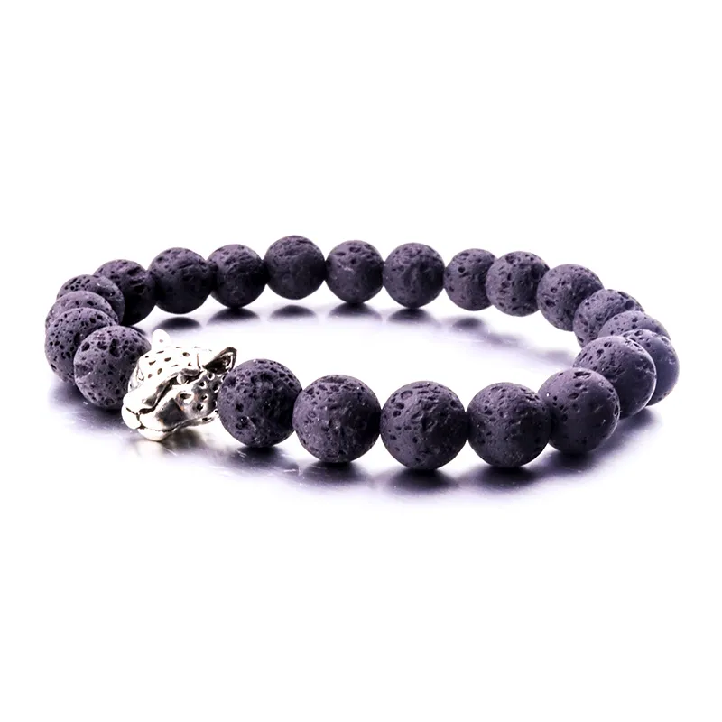 Gemengde stijlen 8mm natuurlijke zwarte lava stenen kralen uil armband DIY parfum etherische olie diffuser armband voor vrouwen yoga sieraden