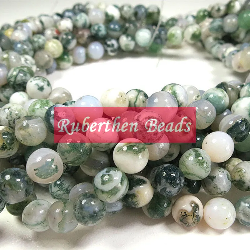 NB0062 High Quantity Natural Stone Wholesale Tree Pattern Agate Loose Beads Stone Round Bead Hot Sale Jewelry Making Accessory