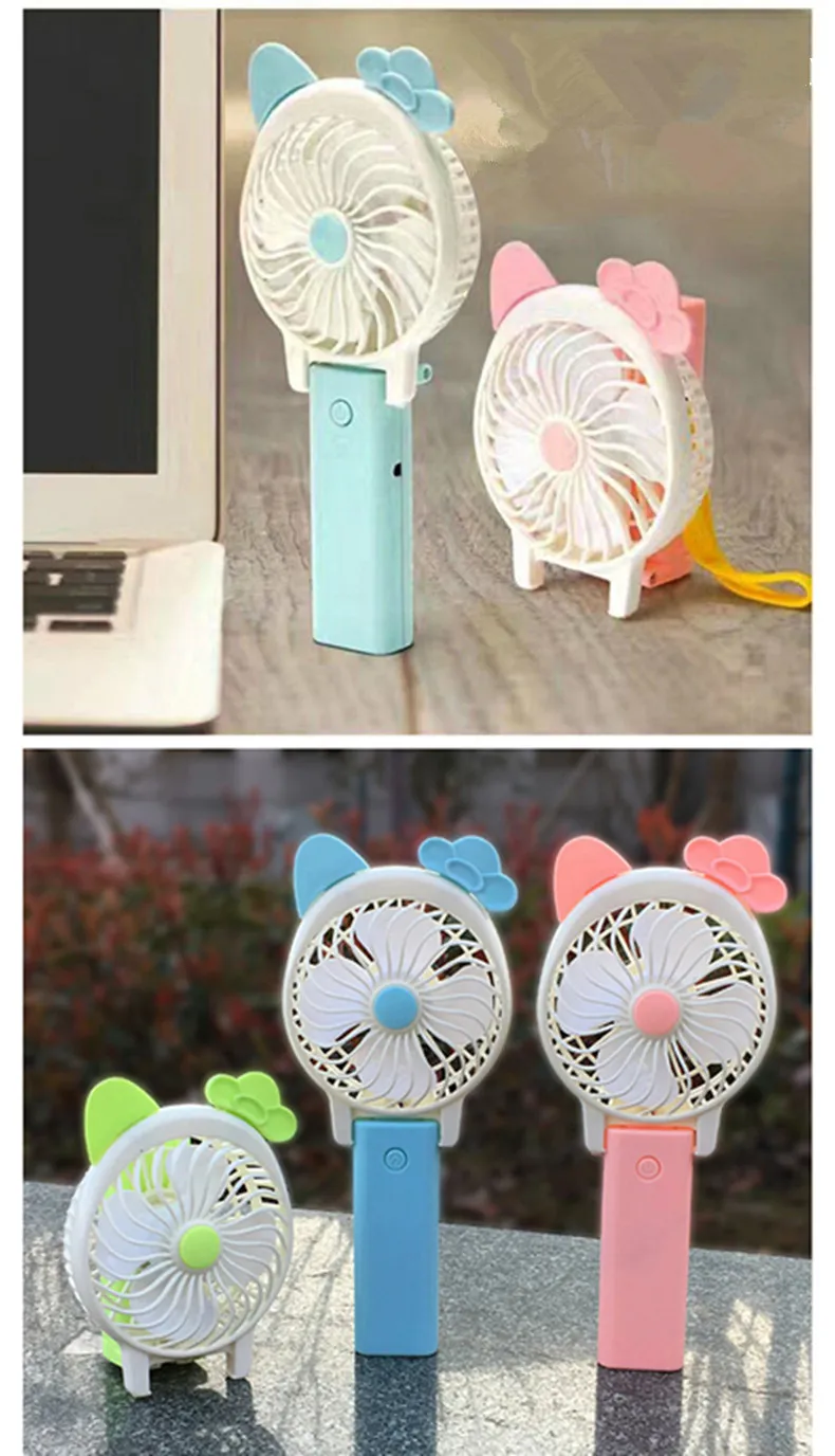 Mini Folding Portable Fan Cartoon Cat USB Rechargeable Foldable Handheld Summer Air Cooler Cooling Fan Toys with retail box with l1116179