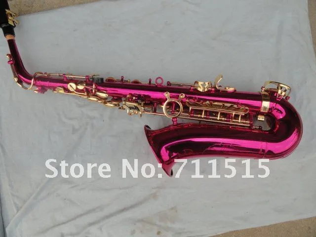 Professionell student alto e platt mässing saxofon ros röd kropp guld nyckel sax eb tone saxofon högkvalitativt instrument med fall