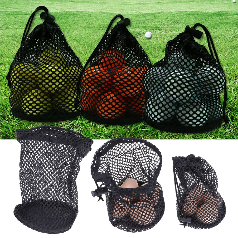 Lightweight Drawstring Nylon Golf Mesh Bag 12 Golfbollar Hållare Förvaringsverktyg Utomhusboll Sport Training Väskor Tillbehör