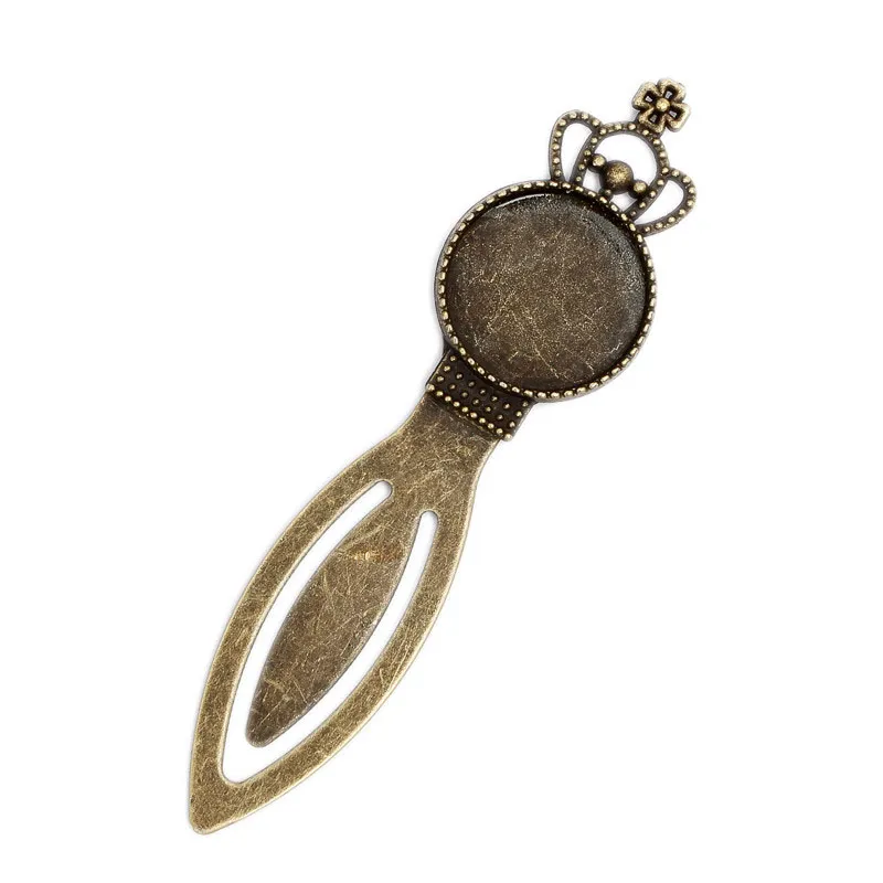 Antique Bookmark Base Fit 20mm Round Glass Cabochon Blank Bezel Setting Bookmark Findings 4 Styles2887