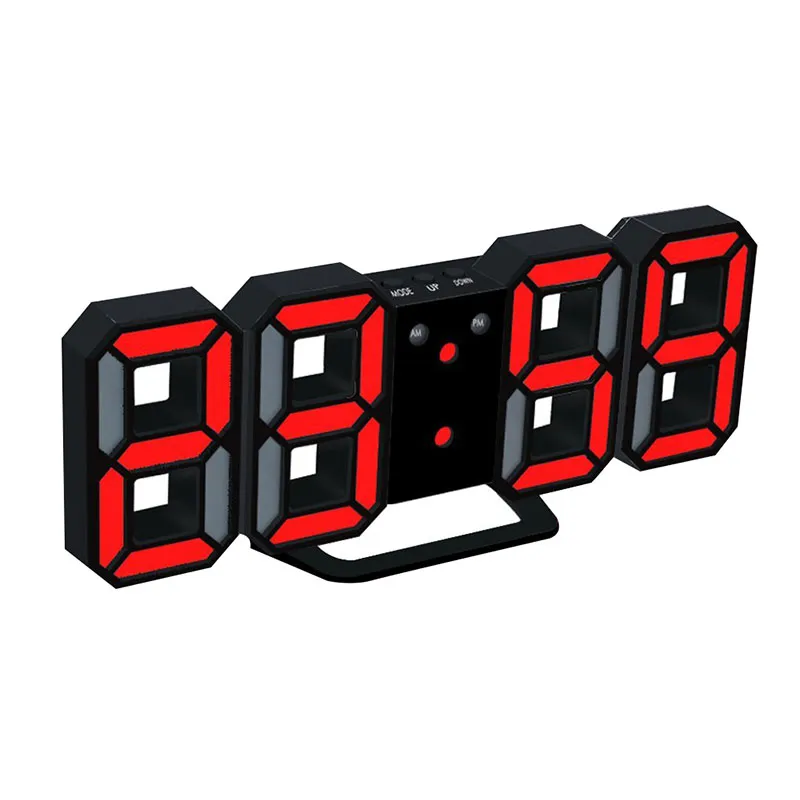 현대 디지털 벽 시계 LED 테이블 시계 다채로운 시계 24 또는 12 시간 디스플레이 알람 스누즈 알람 시계 홈 룸 장식