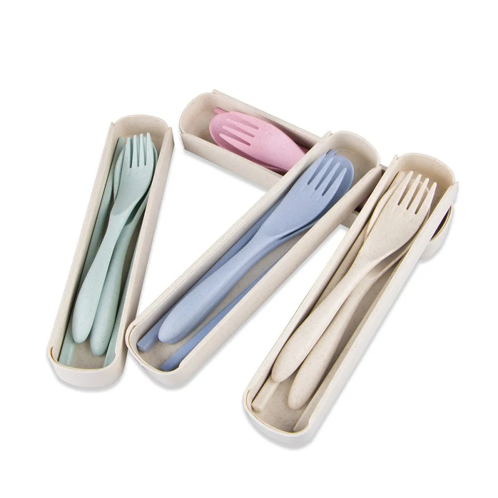 1 zestaw Gorąca Sprzedaż Przenośne Travel Cutlery Travel Fork Tableware Zestawy obiadowe Zestawy Kemping Piknik Zestaw do Dzieci Gifts