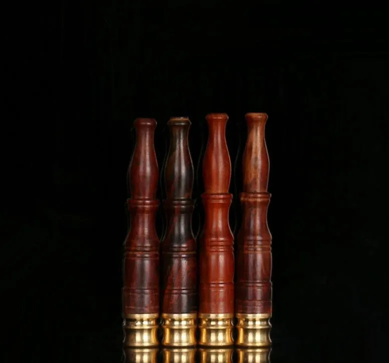 Bâtons rouges créatifs, queue ronde, raccords de porte-cigarette en bois massif, tige de traction à tête en cuivre, bouche de tuyau de filtre de 8 mm.