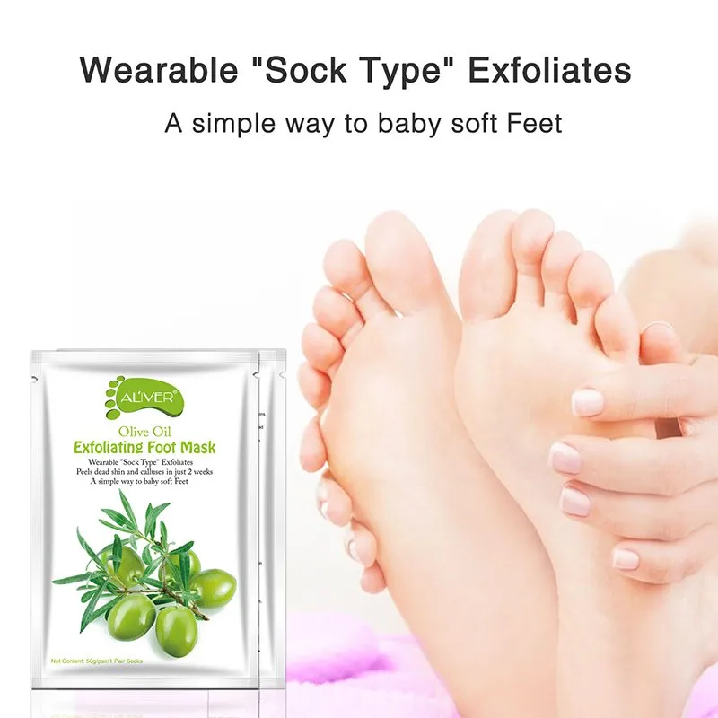 جديد Aliver Avocado Papaya Olive Oil Exfoliating Foot Mask قم بإزالة البشرة الميتة ناعمة للقدمين للعناية بالبشرة Mascarilla Exfoliante Pies Con Aceite de Oliva