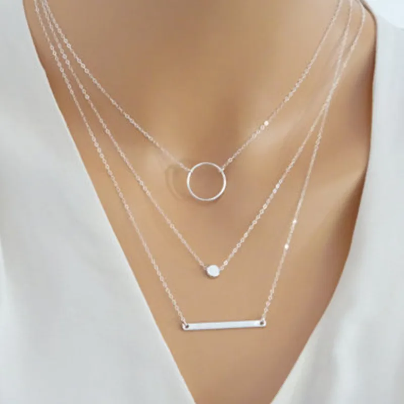 2018 nouvelle mode sauvage ouvrir collier en argent tige d'argent en couches collier en or dames cadeau charme en gros et au détail