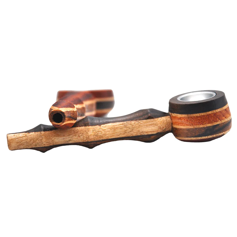 HONEYPUFF 93 MM Creative Smoking Pipe Wooden Portable Glass Tobacco Herb One Hitter Color Random Wholesale