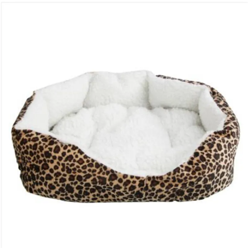 Hurtownie !!! Miękkie bawełniane pet psa szczeniak ciepły waterloo łóżko gniazdo z padem Lampart Druk Domy Dog Kennels Akcesoria