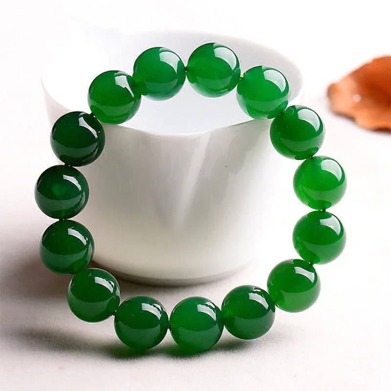 12mm natural de jade verde rodada pedras preciosas bracelete