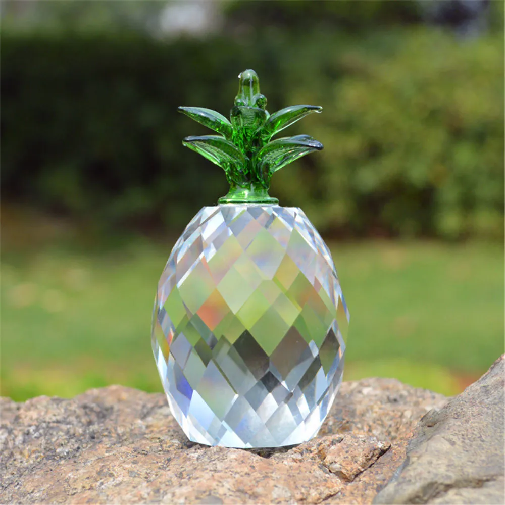 Crystal Gifts Yellow Block Pineapple Figurine Ornaments Christmas Sale Feng shui Festive Party House Desk Deocration Craft Gift