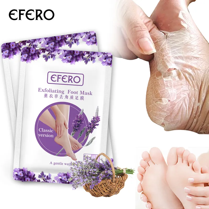 Efero 1Pair = 2 pcs pés esfoliando máscara de pé para pernas lavanda saltos mágicos peeling peeling de pele morta máscara meias para pedicure