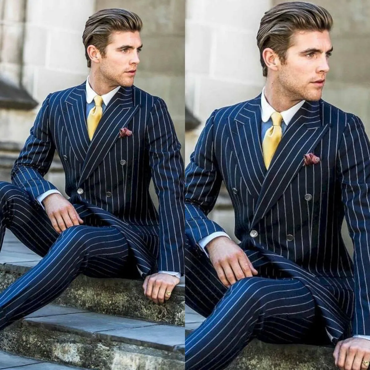 Premium Slim Fit Pinstripe Striped Suit Men For Formal Occasions Jacket And  Pants Included From Huifangzou, $86.2