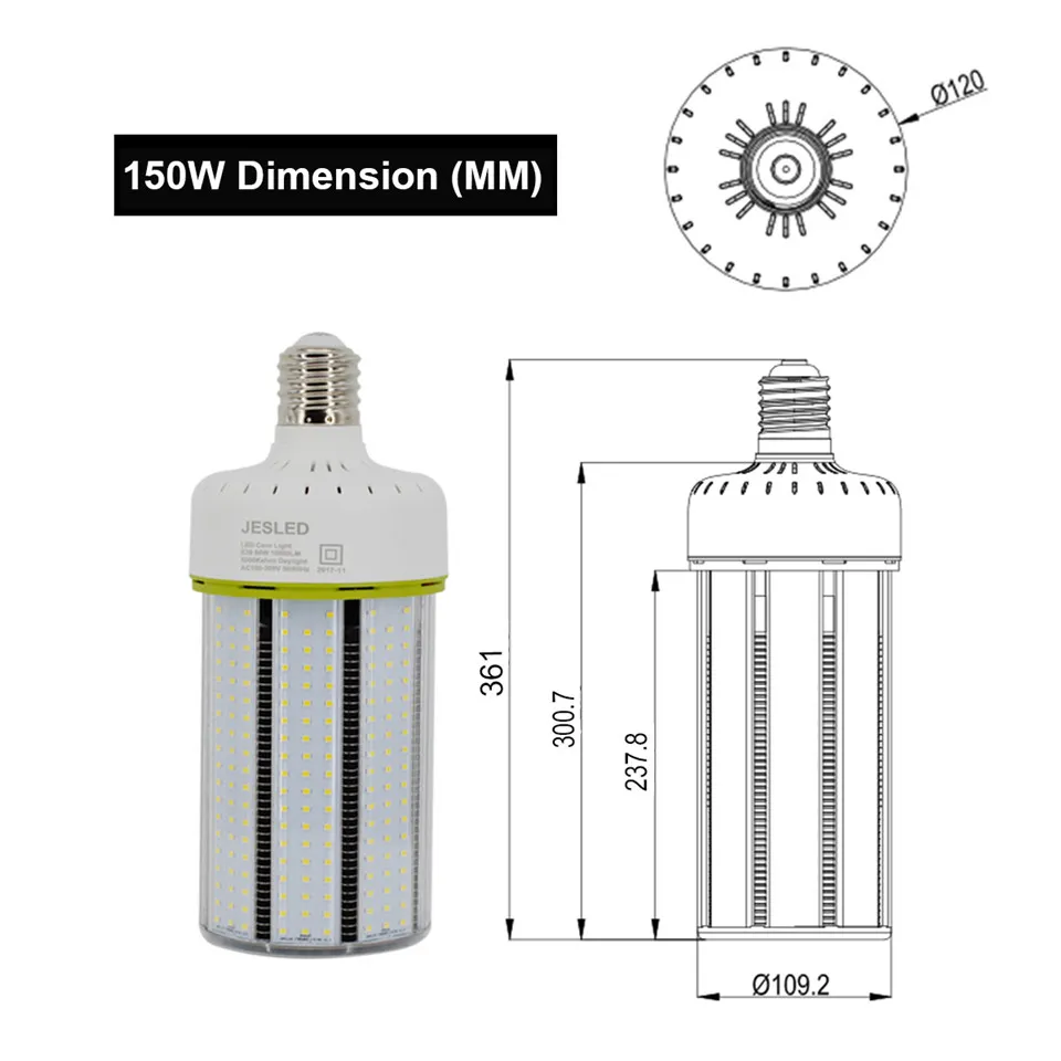 السوبر مشرق الصمام لمبة الذرة E 39 E40 80W 100W 120W 150W الصمام الذرة الخفيفة 360 زاوية SMD2835 بقيادة مصباح الإضاءة AC 100-300V