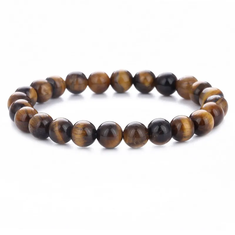 Mode 8 MM Chakra Tiger Eye Bouddha Bracelets Pour Femmes Hommes Pierre Naturelle Perles Rondes Bracelet Lava Bijoux