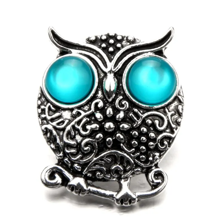 Mode Crystal Ginger Snap Sieraden Animal Owl Metal Snap Gemengde Persknoppen voor 18mm Snap Armbanden voor vrouwen