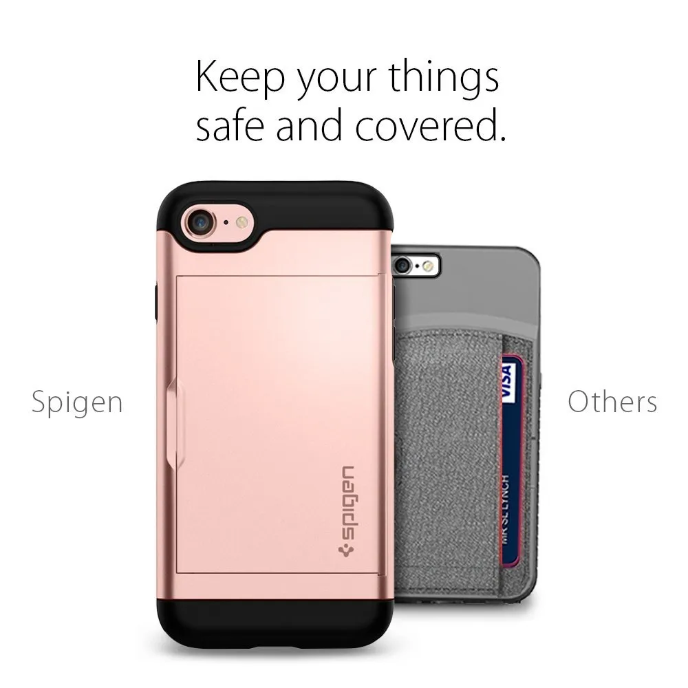 Spigen тонкий броня CS iPhone X 8 7 6 5 Чехол с двойной слой бумажник дизайн и слот для карты держатель чехол для Samsung S4 S5 S6 S7 S8 S9 примечание 4 5