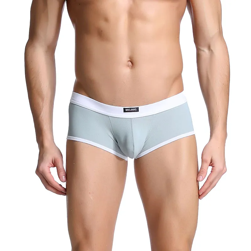 Män Sexiga Nylon Underkläder Boxer Shorts Män Låg Rise U Konvex Påse Underkläder Män Sträcka Andningsbara Briefs Boxer Shorts Underkläder