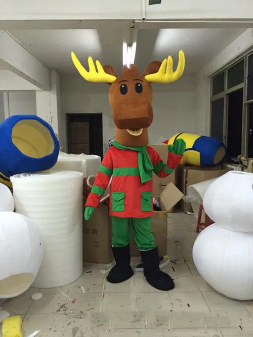 2018 Rabat Factory Sprzedaż Christmas Deer Mascot Costume Cute Cartoon Odzież Factory Dostosowane Private Custom