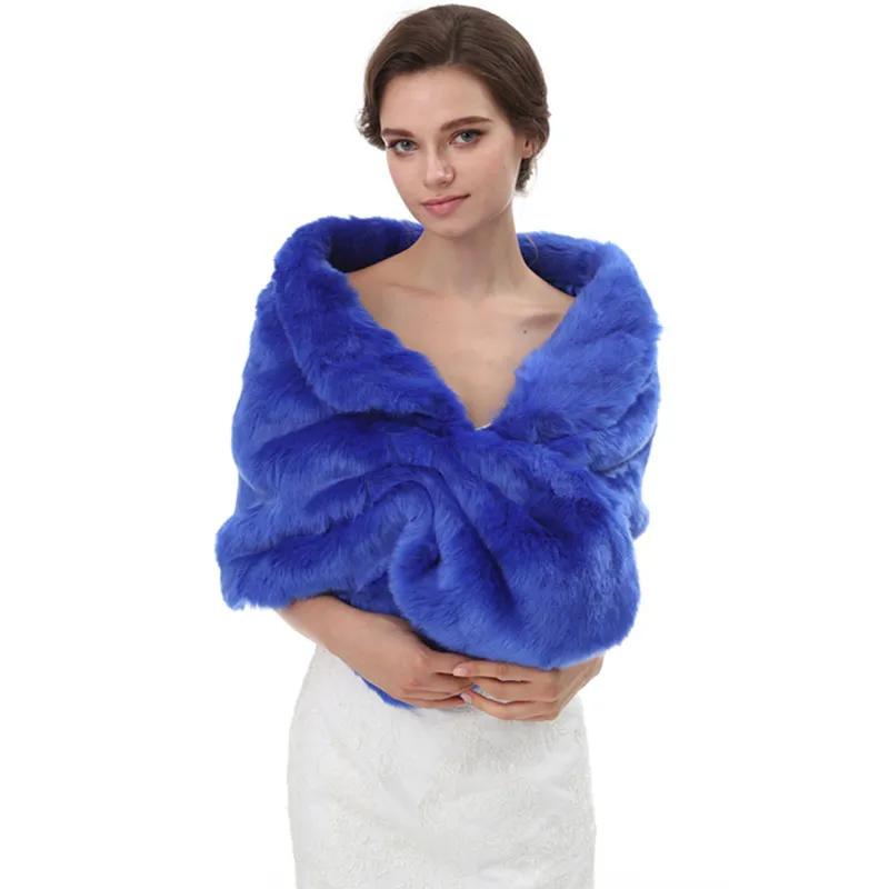 High Quality Faux Fur Warm Jackets New Arrival Faux Fur Women Wrap Cheap Fur Bolero Fashion Bridal Capes Female Shawls