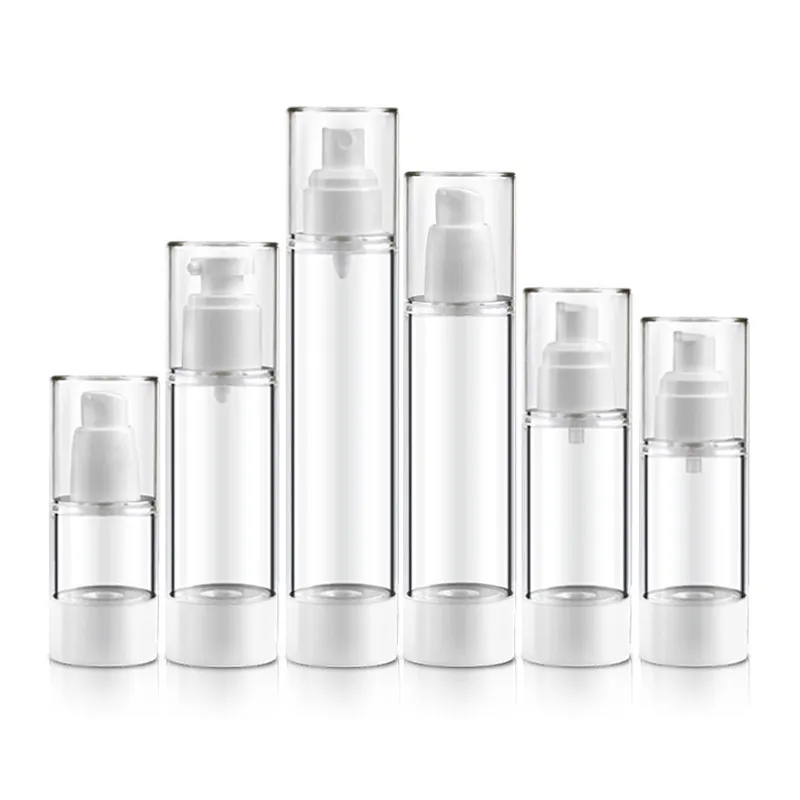 Lege plastic cosmetische fles navulbare draagbare mini reizen parfum fles airless pump vacuüm vloeibare flessen 15ml 30ml 50ml