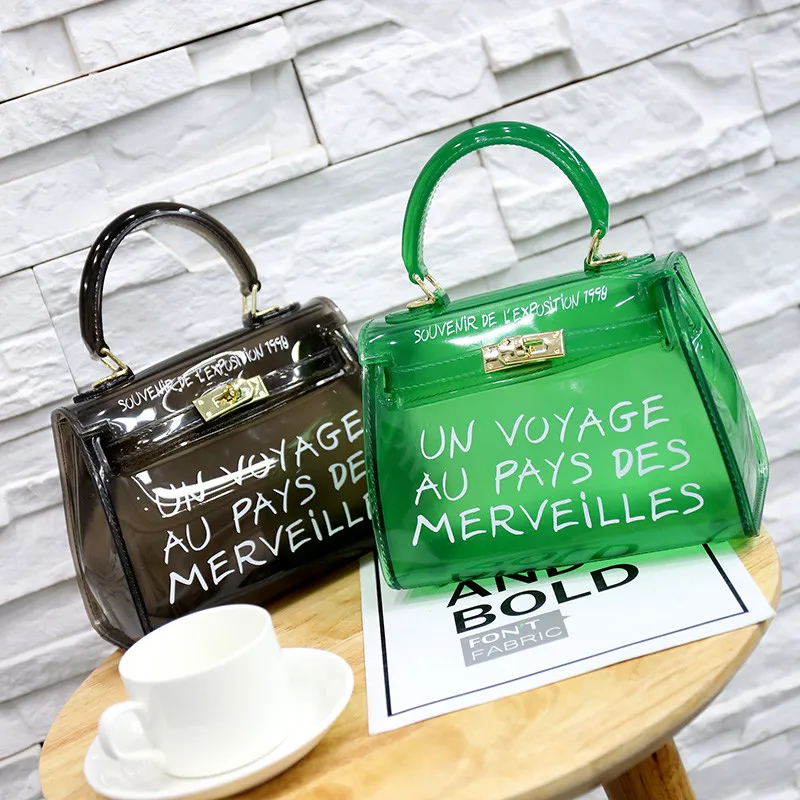 2018 Marque Plage Sac Transparent Femmes Grand Clair Orange Pvc