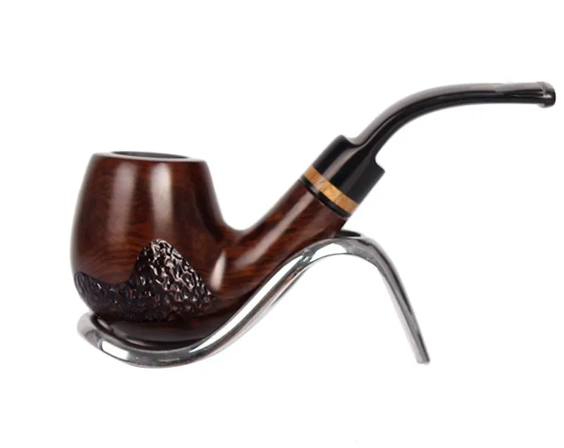 New ebony carved hand-made pipe filter solid wood smoking accessories male bent bucket