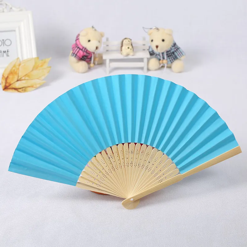 7 inch Children DIY Painting Blank Fans Summer Chinese Hand Paper Fans Pocket Folding Bamboo Fan Wedding Party Favor